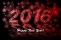 Happy New Year 2016. Red stars background with bokeh effect Royalty Free Stock Photo