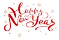 Happy New Year red text inscription for greeting card