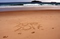 Happy New Year 2017 replace 2016, lettering on the beach Royalty Free Stock Photo