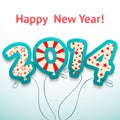 Happy New Year 2014 retro greeting card with Royalty Free Stock Photo