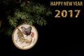 Happy New Year 2017 of rooster card with hand made craft decoupage