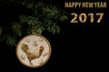 Happy New Year 2017 of rooster card with hand made craft decoupage