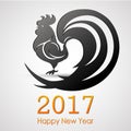 Happy New Year 2017. Rooster Silhouette. Greeting Card design. Vector eps 10 Royalty Free Stock Photo