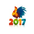 Happy new year 2017 with rooster. Vector illustration