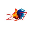 Happy new year 2017 with rooster. Vector illustration Royalty Free Stock Photo