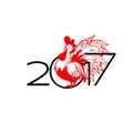 Happy new year 2017 with rooster. Vector illustration Royalty Free Stock Photo