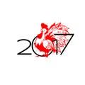 Happy new year 2017 with rooster. Vector illustration Royalty Free Stock Photo