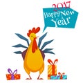 Happy new year 2017 with rooster. Vector illustration Royalty Free Stock Photo