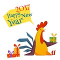 Happy new year 2017 with rooster. Vector illustration Royalty Free Stock Photo