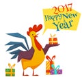 Happy new year 2017 with rooster. Vector illustration Royalty Free Stock Photo