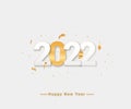 Happy new year 2022 royal gold font white background Royalty Free Stock Photo