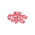 Happy New Year Russian Vector Calligraphy Lettering text. Red festive color Greeting Cyrillic lettering logo inscription