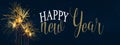 HAPPY NEW YEAR 2022  New Year`s Eve Holiday Event Party Silvester background panorama banner - Fireworks and Typography on dark Royalty Free Stock Photo