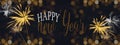 HAPPY NEW YEAR 2022  New Year`s Eve Holiday Event Party Silvester background panorama banner - Fireworks and Typography on dark Royalty Free Stock Photo