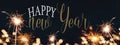 HAPPY NEW YEAR 2022  New Year`s Eve Holiday Event Party Silvester background panorama banner - Sparklers, Fireworks and Typograph Royalty Free Stock Photo