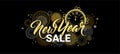 Happy New Year sale banner. vector illustration with Fireworks black Background. Vector Holiday Design for Premium