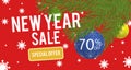 Happy New Year sale banner with 70 percent discount.