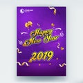 Happy New Year 2019 Sale Flyer Poster Vector Template Design