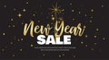 Happy New Year sale . vector illustration with Fireworks black Background. Vector Holiday Design for Premium Greeting