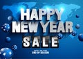 Happy new year sale world map background