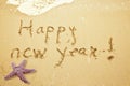 Happy new year on sand Royalty Free Stock Photo