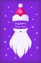 Happy New Year Santa Claus Cap and White Beard