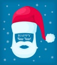 Happy New Year Santa Claus Cap and White Beard