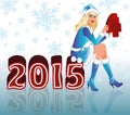 Happy New 2015 Year and Santa girl Royalty Free Stock Photo
