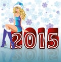 Happy 2015 new year santa girl Royalty Free Stock Photo