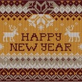 Happy New Year: Scandinavian style seamless knitted pattern Royalty Free Stock Photo