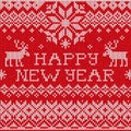 Happy New Year: Scandinavian style seamless knitted pattern with Royalty Free Stock Photo