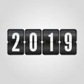 Happy New Year 2019 scoreboard congratulation, flip symbol on grey gradient background Royalty Free Stock Photo