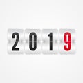 2019 Happy New Year Scoreboard isolated icon. Winter holiday decorative vector flip symbol for celebration Royalty Free Stock Photo