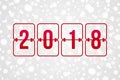 2018 Happy New Year scoreboard vector illustration. Winter holiday snow pattern for celebration. Christmas background Royalty Free Stock Photo