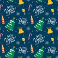 Happy New Year 2024 Seamless Pattern Illustration with Elements Decoration New Years Background