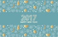 Happy New Year seamless pattern with stars, balls, noel, heart Royalty Free Stock Photo