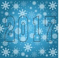 Happy New 2017 Year. Seasons Greetings. Snowflakes