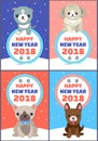Happy New Year Set of Banners Vector Illustration