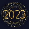 2023 Happy New Year of gold glitter pattern Royalty Free Stock Photo