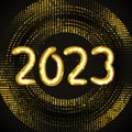 2023 Happy New Year of gold glitter pattern Royalty Free Stock Photo