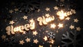 Happy new year shining golden letters writing on lixury black background