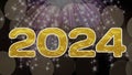 Happy New Year 2024 Shiny Silver Light Sparkle And Stars With Bokeh Light Background. Royalty Free Stock Photo