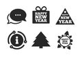 Happy new year sign. Christmas trees. Vector Royalty Free Stock Photo