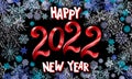 2022 A Happy New Year sign, congrats concept. Logotype in 3D style. Beautiful snowy backdrop. Abstract isolated graphic design