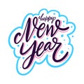 Happy New Year sign. Hand drawn vector lettering phrase. Isolated on white background Royalty Free Stock Photo