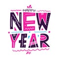 Happy New Year sign. Hand drawn vector lettering phrase Royalty Free Stock Photo