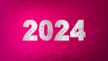 2024 Happy New Year silver symbol with pink low poly background. Gradient triangle pattern. Vector illustration for winter holiday