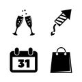 Happy New Year. Simple Related Vector Icons