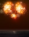 Happy New Year 2015 sky and sea fireworks concept, easy editable Royalty Free Stock Photo