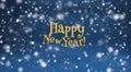 Happy New Year and snow on blue Royalty Free Stock Photo